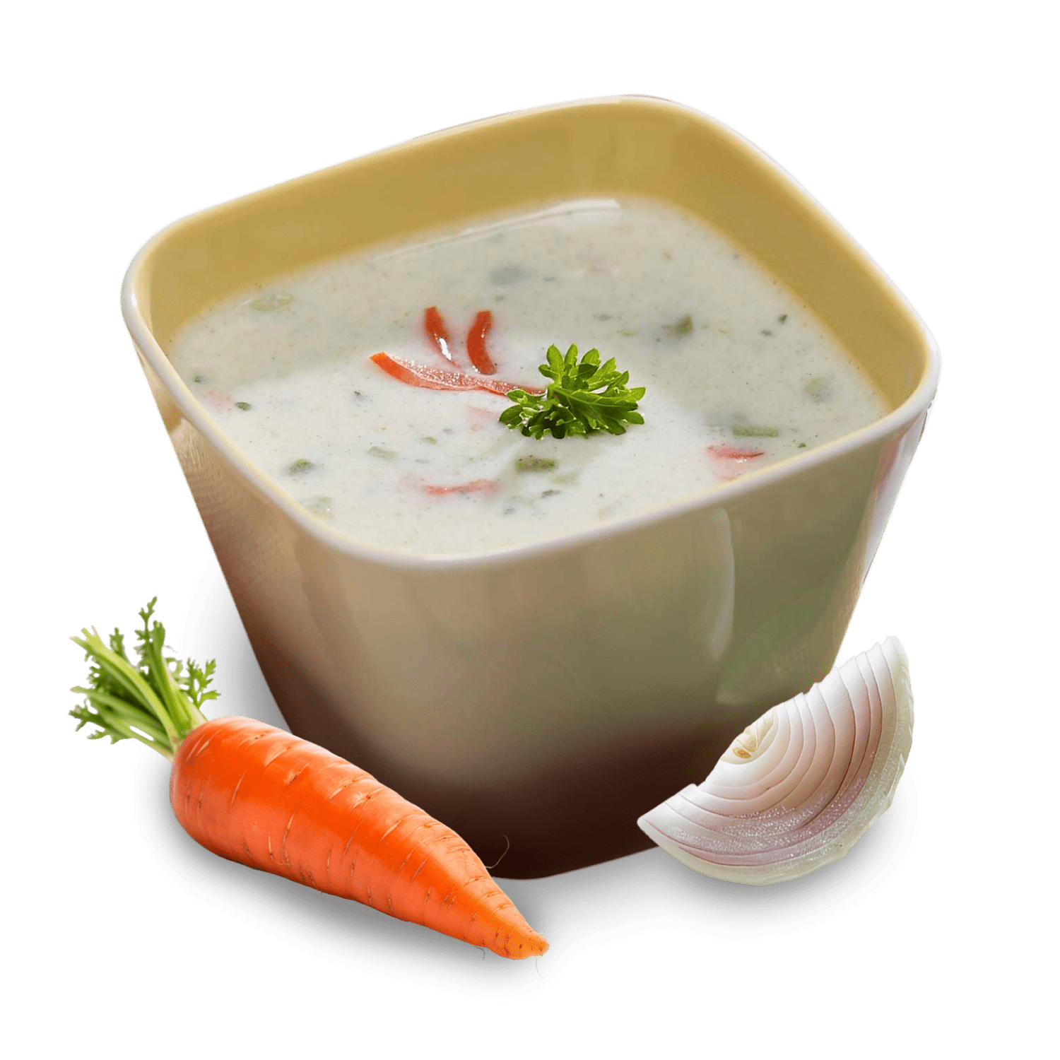 Cream of vegetable soup with carrot and onion